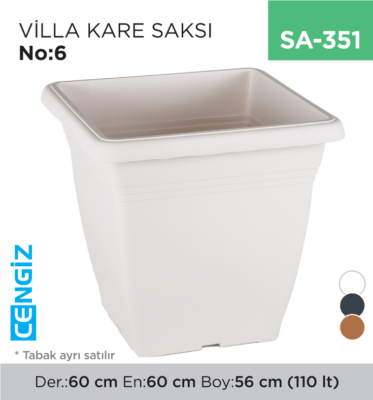 VİLLA KARE SAKSI NO:6 TABAKSIZ (110 LT) (VKS6)