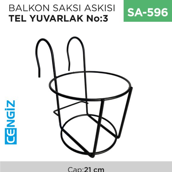 BALKON SAKSI ASKISI TEL YUVARLAK NO:3 (ÇAP:21 CM)