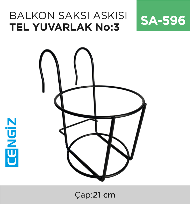 BALKON SAKSI ASKISI TEL YUVARLAK NO:3 (ÇAP:21 CM)