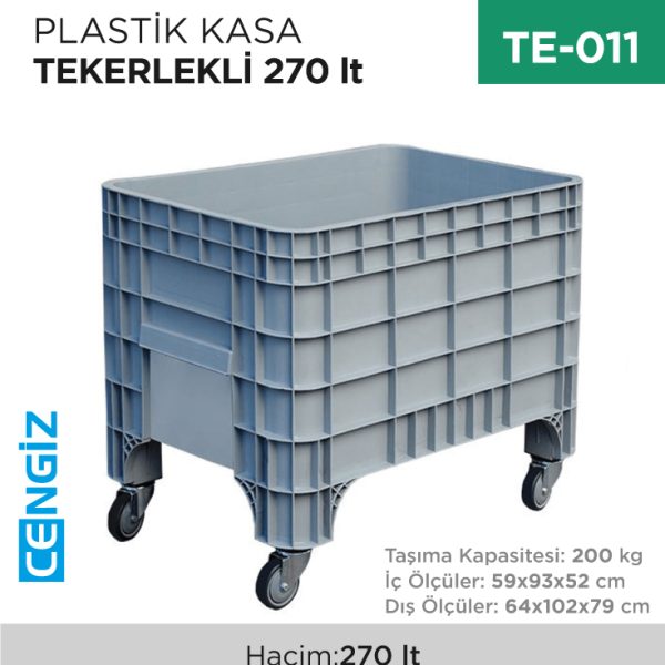 PLASTİK KASA TEKERLEKLİ 270 LT