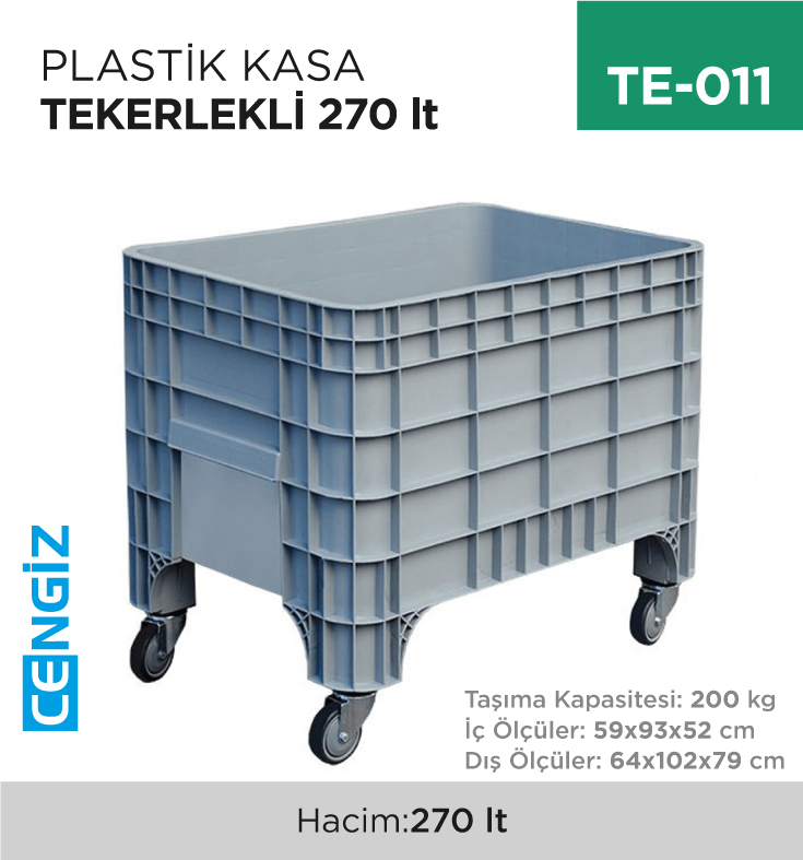 PLASTİK KASA TEKERLEKLİ 270 LT