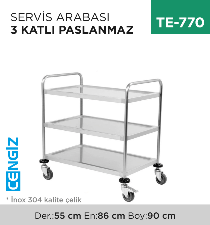 SERVİS ARABASI 3 KATLI PASLANMAZ (CAS-02)
