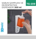SABUN ŞAMPUAN VE DEZENFEKTAN DİSPENSERİ 300 ML (S7)