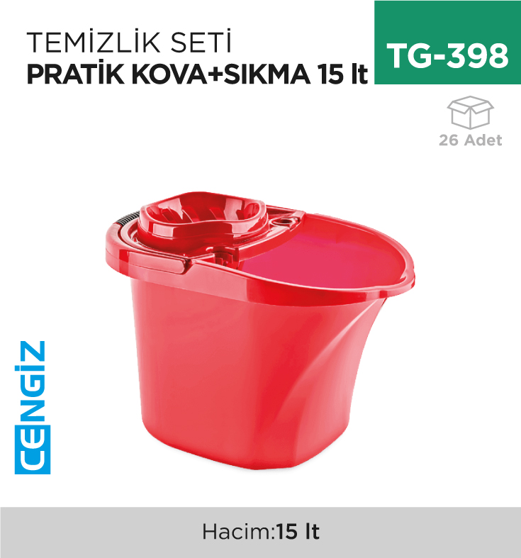 TEMİZLİK SETİ PRATİK KOVA+KEP 15 LT.(TP-131)