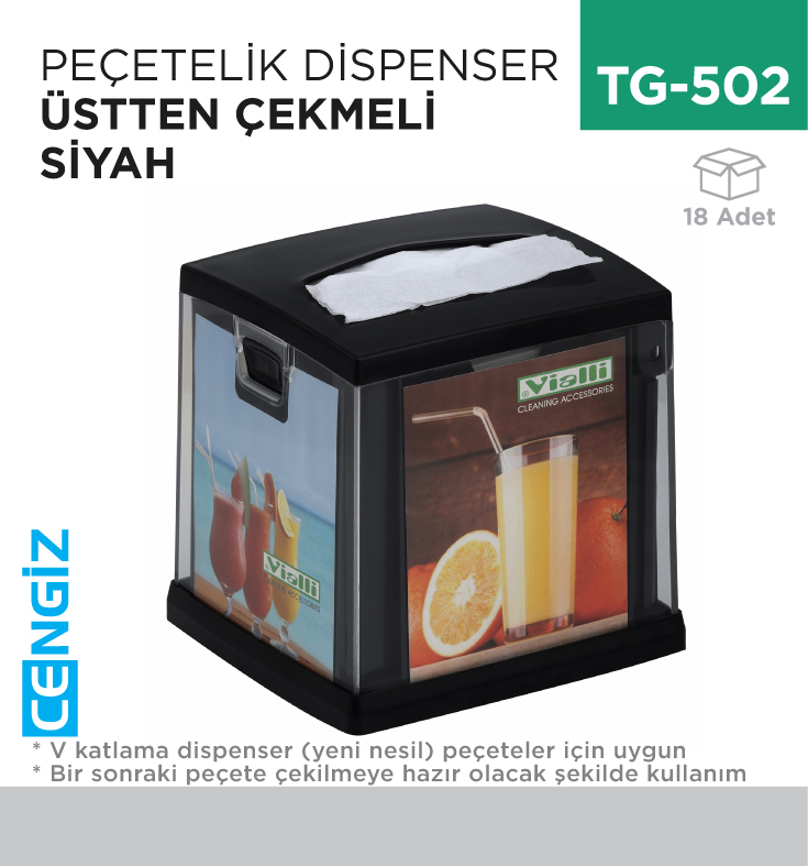 PEÇETELİK DİSPENSER ÜSTTEN ÇEK. SİYAH (NG11B)