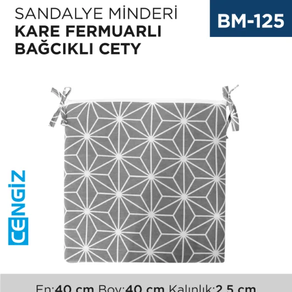 SANDALYE MİNDERİ CETY KARE BAĞCIKLI