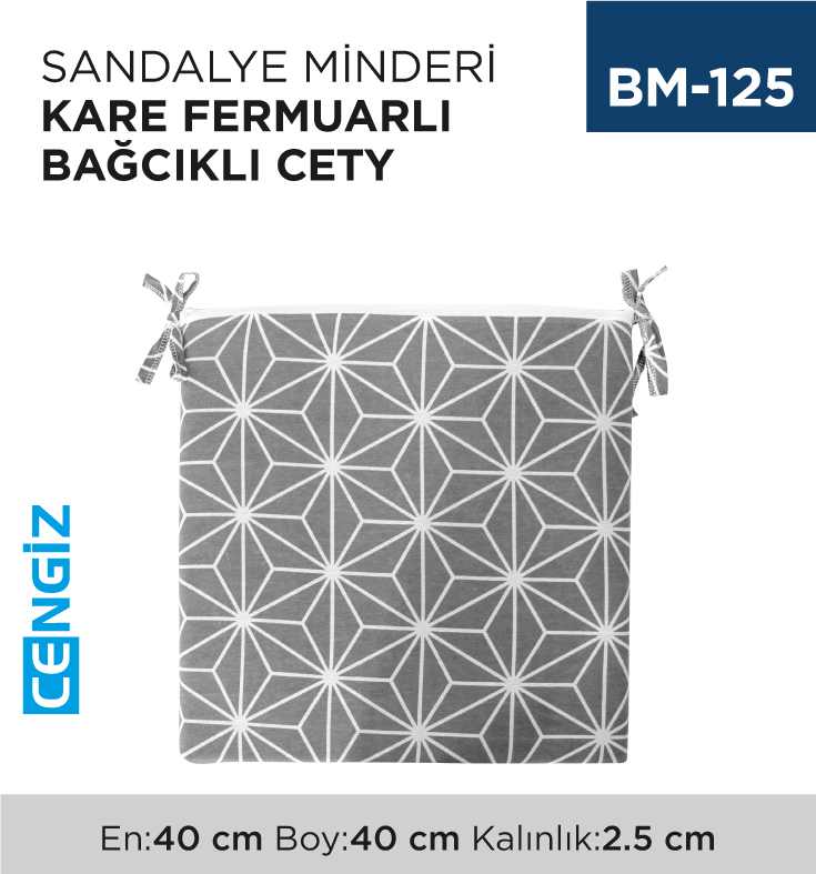 SANDALYE MİNDERİ CETY KARE BAĞCIKLI