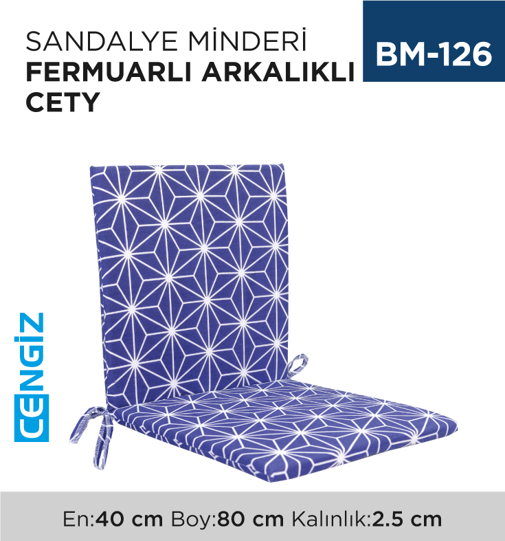 SANDALYE MİNDERİ CETY ARKALIKLI BAĞCIKLI