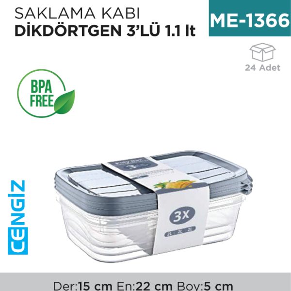 SAKLAMA KABI D.DÖRTGEN 3LÜ 1.1 LT (E-749)