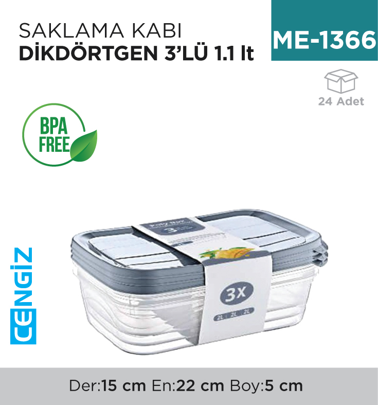 SAKLAMA KABI D.DÖRTGEN 3LÜ 1.1 LT (E-749)