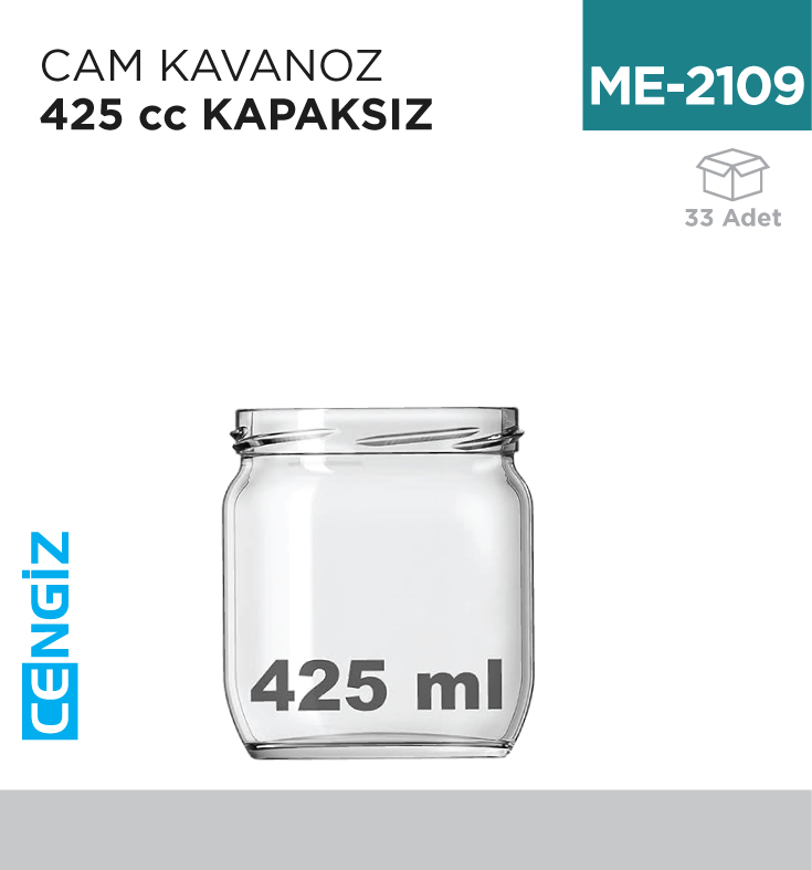CAM KAVANOZ 425 CC KAPAKSIZ