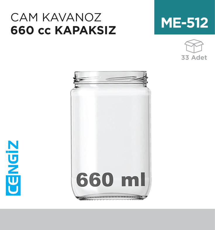 CAM KAVANOZ 660 CC KAPAKSIZ