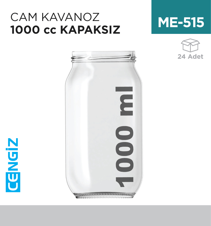 CAM KAVANOZ 1000 CC KAPAKSIZ