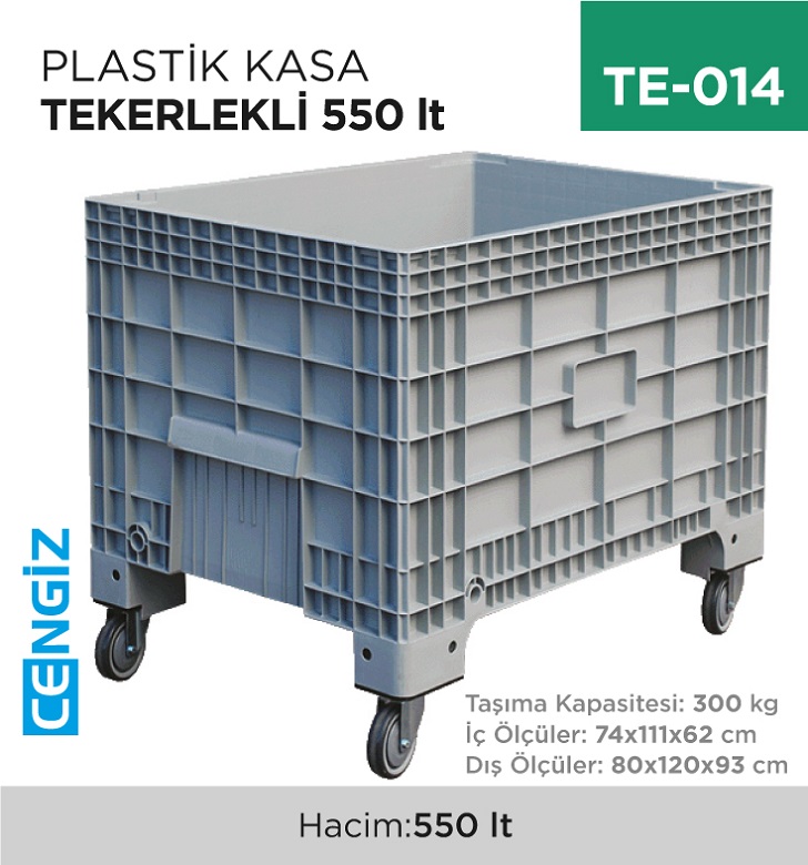 PLASTİK KASA TEKERLEKLİ 550 LT