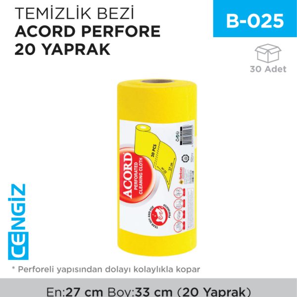 TEMİZLİK BEZİ ACORD PERFORE 20 YAPRAK (879)