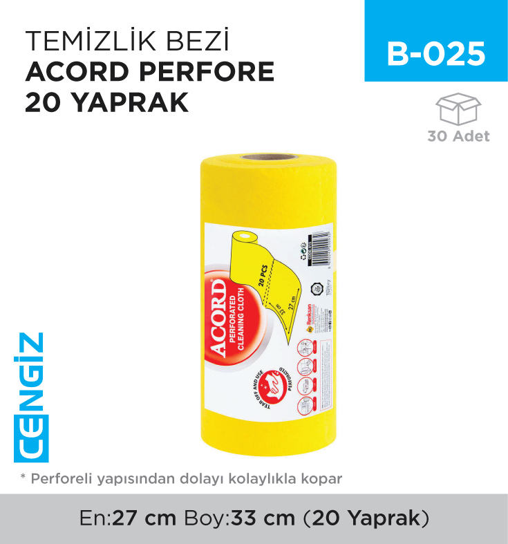 TEMİZLİK BEZİ ACORD PERFORE 20 YAPRAK (879)