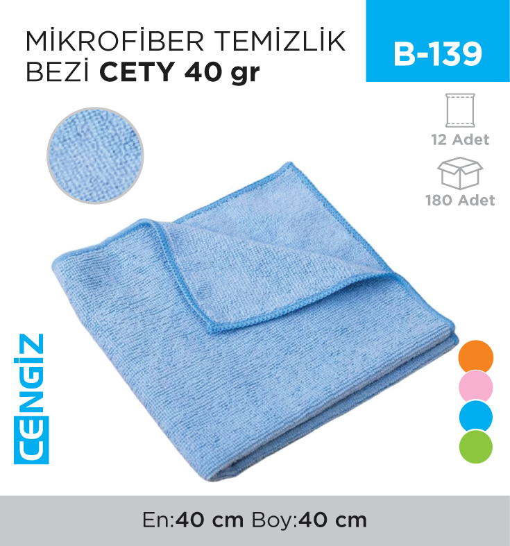 MİKROFİBER TEMİZLİK BEZİ CETY 40 GR (RND 10)